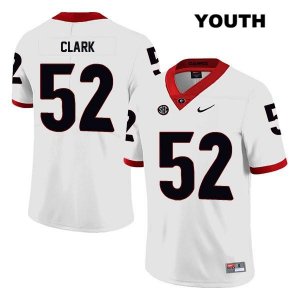 Youth Georgia Bulldogs NCAA #52 Tyler Clark Nike Stitched White Legend Authentic College Football Jersey RVZ0554IW